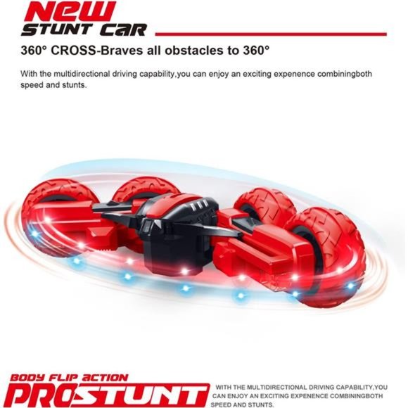 RC Rotating Stunt Cars Flowering Remote Control Cars Toys with Lights , Red - Picture 2 of 6